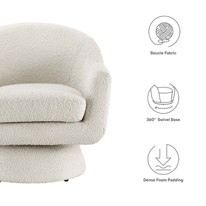 Astral Boucle Fabric Swivel Chair by Modway beige upholstery with 360° swivel base on Tampa Home & Garden Store