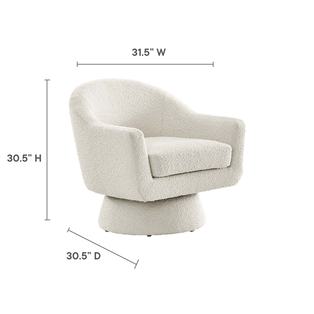 Astral Boucle Fabric Swivel Chair by Modway in beige boucle upholstery, swivel accent chair on Tampa Home & Garden Store
