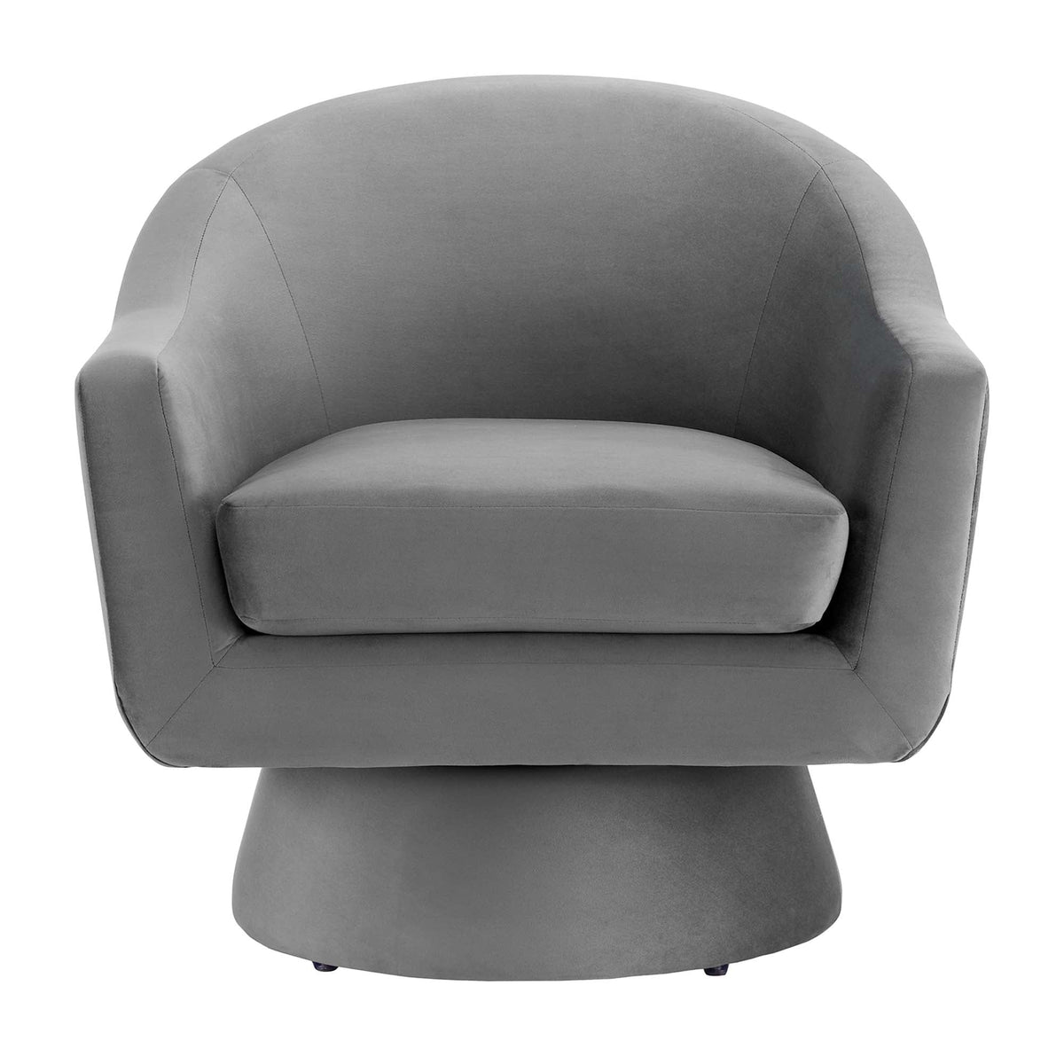 Astral Performance Velvet swivel accent chair in gray with curved back and cushioned seat on Tampa Home & Garden Store