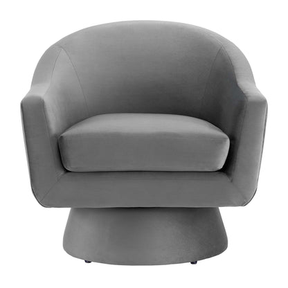 Astral Performance Velvet swivel accent chair in gray with curved back and cushioned seat on Tampa Home & Garden Store
