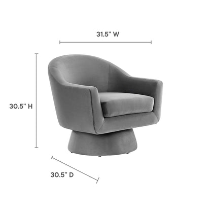Astral Performance Velvet Fabric and Wood Swivel Chair in gray velvet with wood base by Modway on Tampa Home & Garden Store