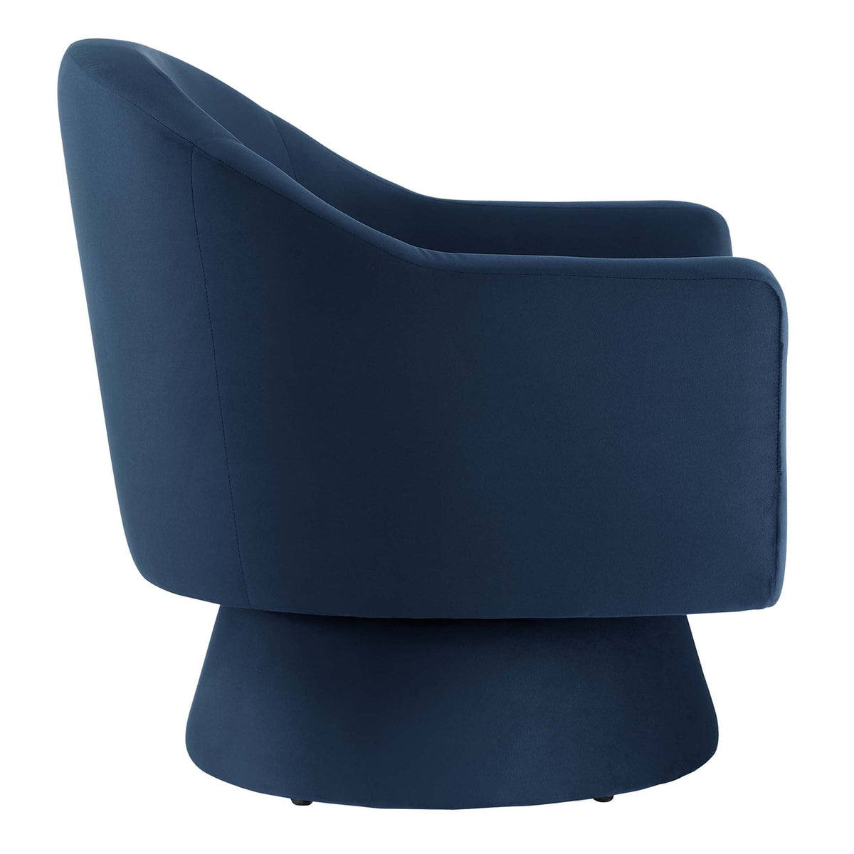 Astral performance velvet swivel chair in navy with curved back on Tampa Home & Garden Store