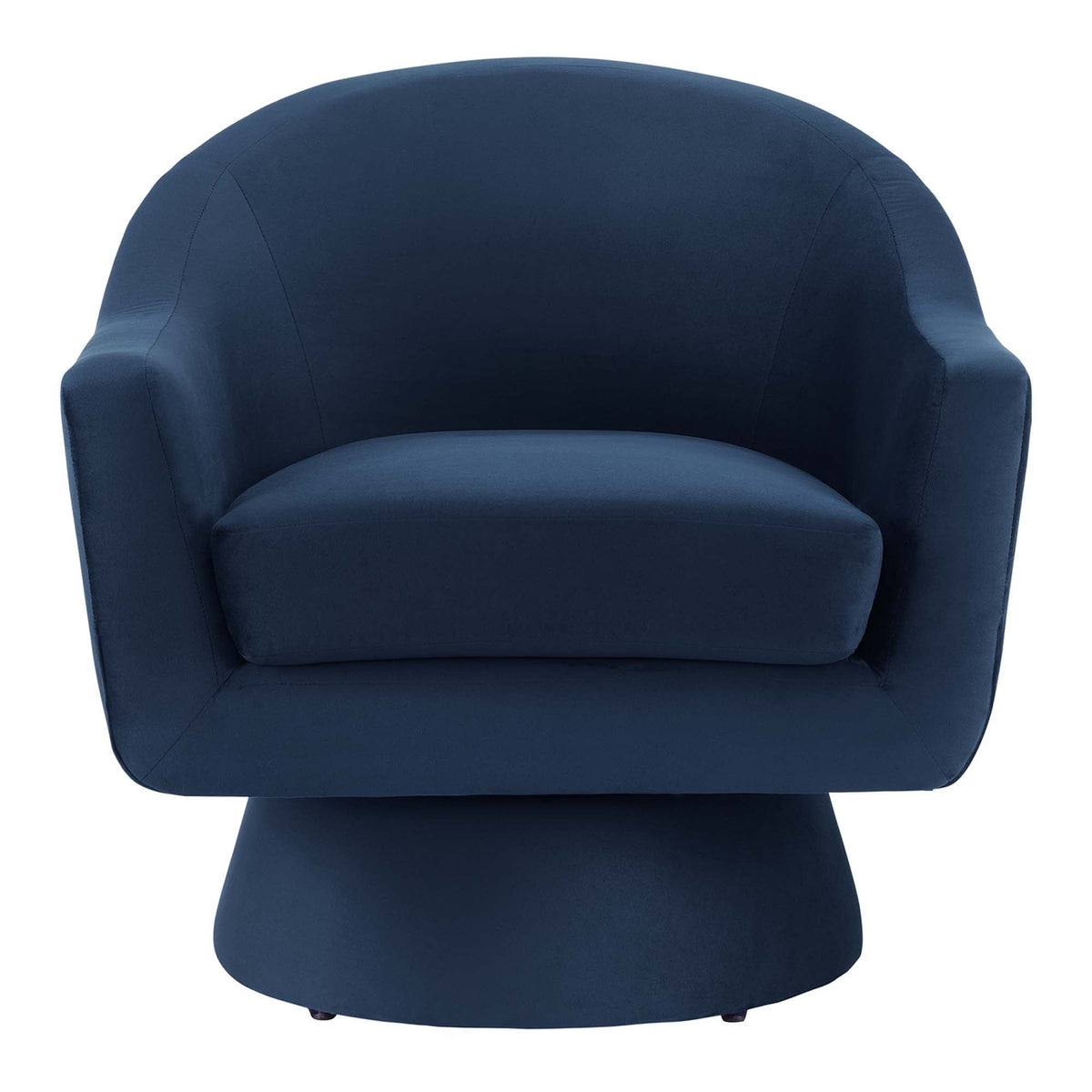 Astral Performance Velvet Swivel Chair navy blue velvet with curved back and arms on Tampa Home & Garden Store