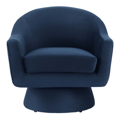 Astral Performance Velvet Swivel Chair navy blue velvet with curved back and arms on Tampa Home & Garden Store