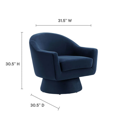 Astral performance velvet swivel accent chair in navy blue with wood pedestal base by Modway on Tampa Home & Garden Store