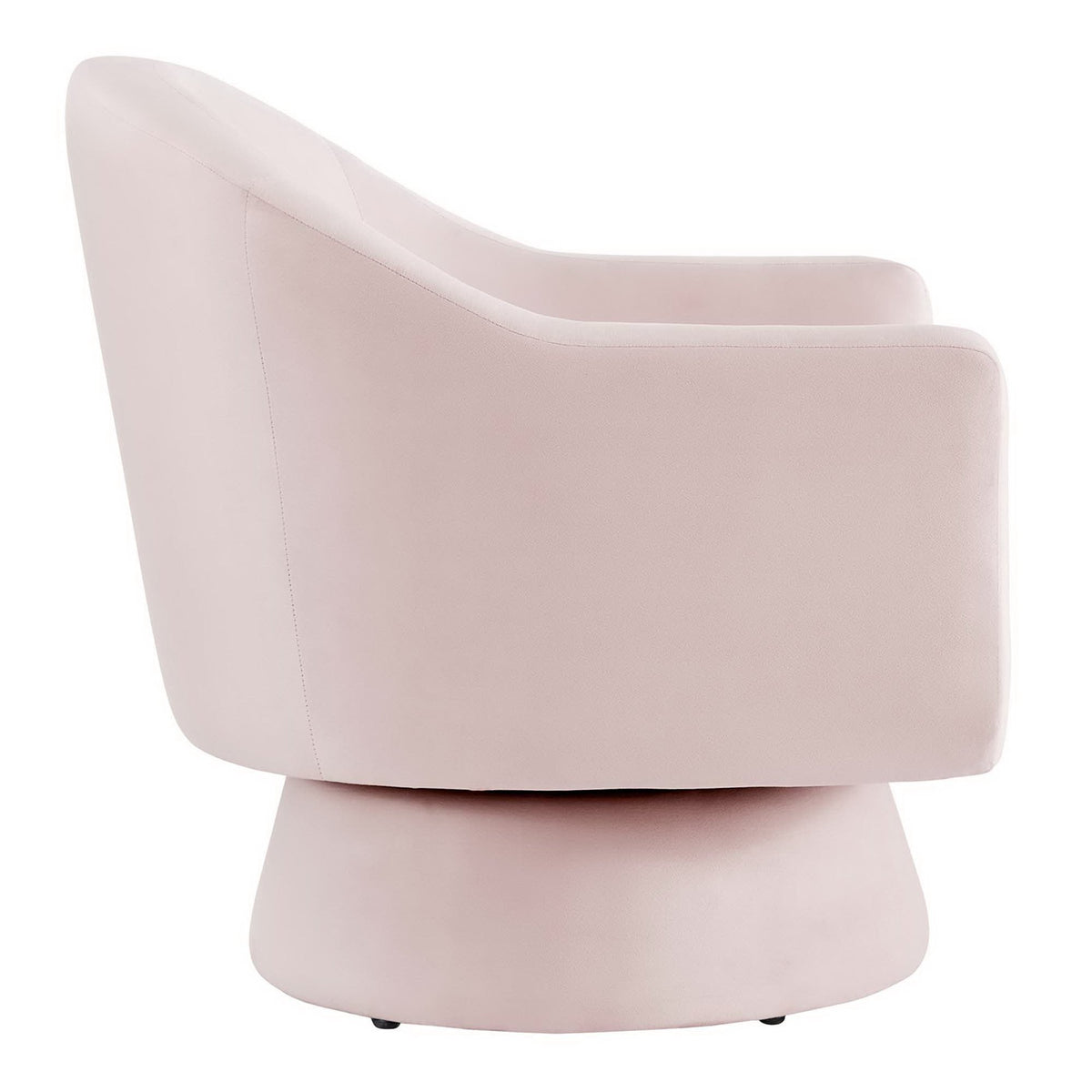 Astral velvet swivel accent chair in pale pink with curved back and plush upholstery on Tampa Home & Garden Store