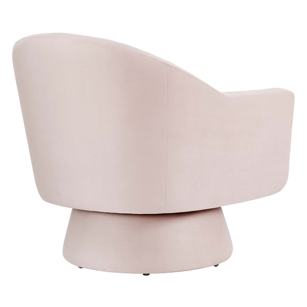 Astral performance velvet swivel accent chair in blush pink with curved back and wood base HouseOfZazla on Tampa Home & Garden Store