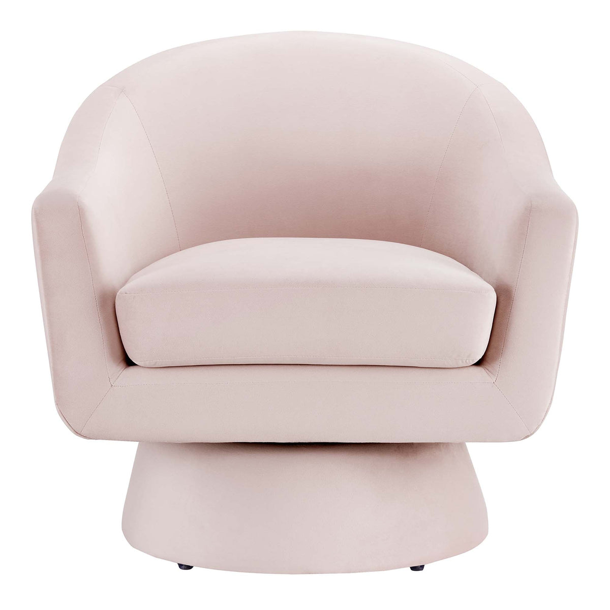 Astral Performance Velvet Swivel Chair in blush pink velvet with wood base by HouseOfZazla on Tampa Home & Garden Store