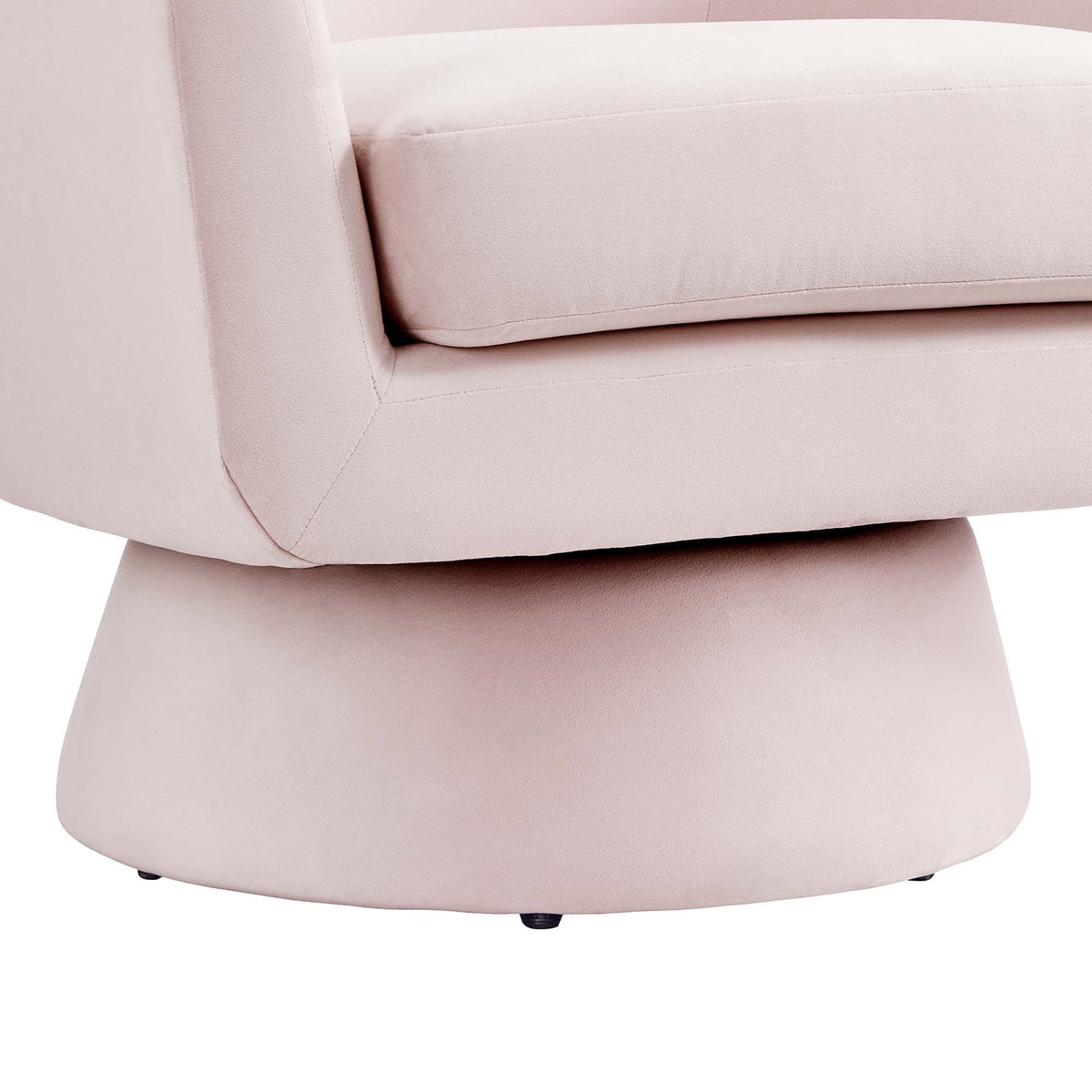 Astral Performance Velvet Swivel Chair in blush pink velvet with wood base, accent chair on Tampa Home & Garden Store