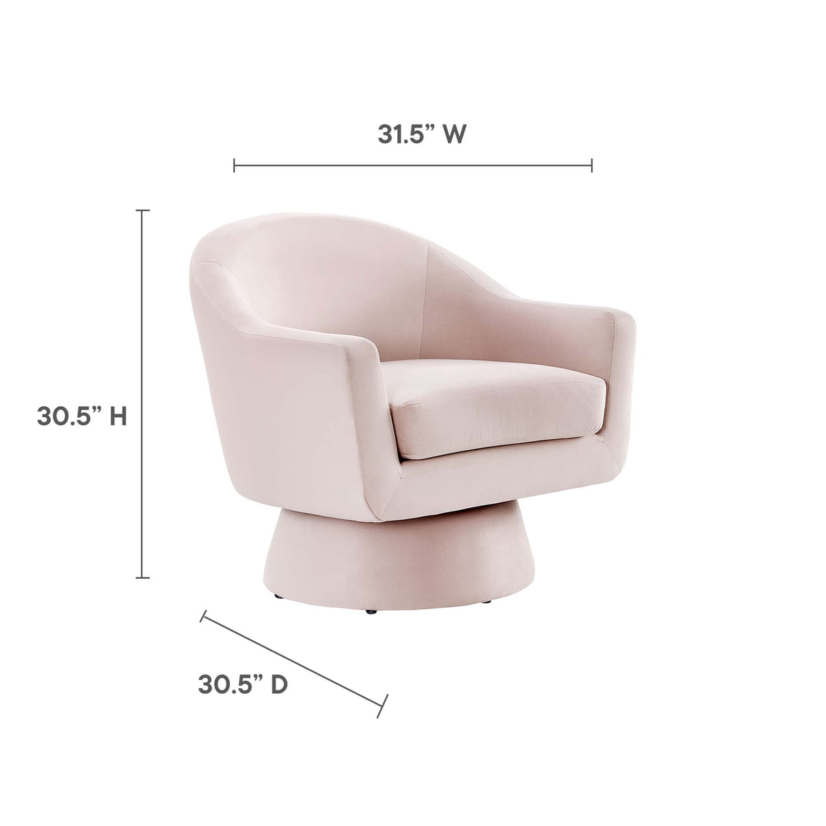 Astral velvet swivel accent chair in blush pink with wood base by Modway on Tampa Home & Garden Store