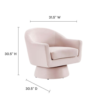 Astral velvet swivel accent chair in blush pink with wood base by Modway on Tampa Home & Garden Store