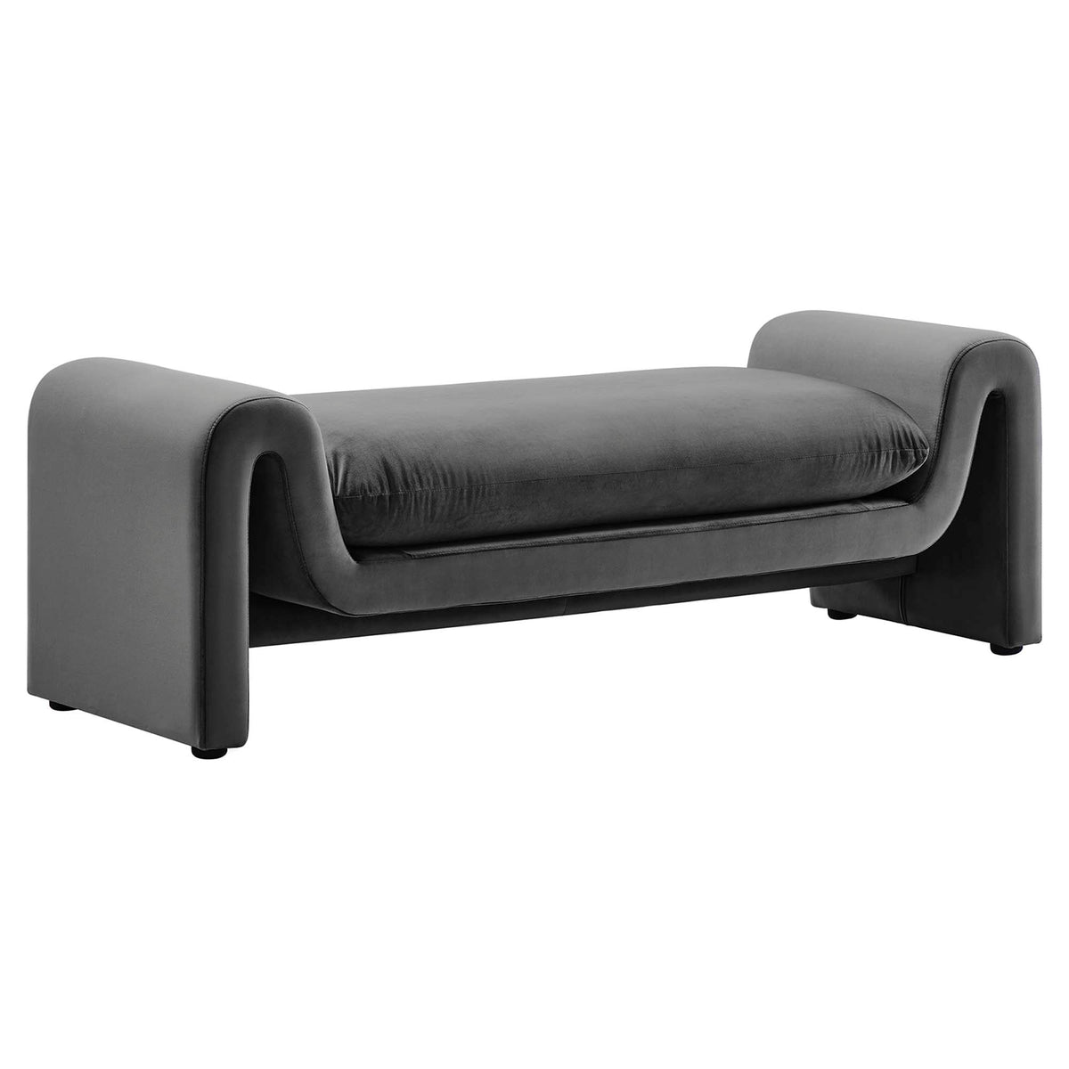 Waverly Performance Velvet Bench by Modway, gray velvet, living room furniture HouseOfZazla on Tampa Home & Garden Store