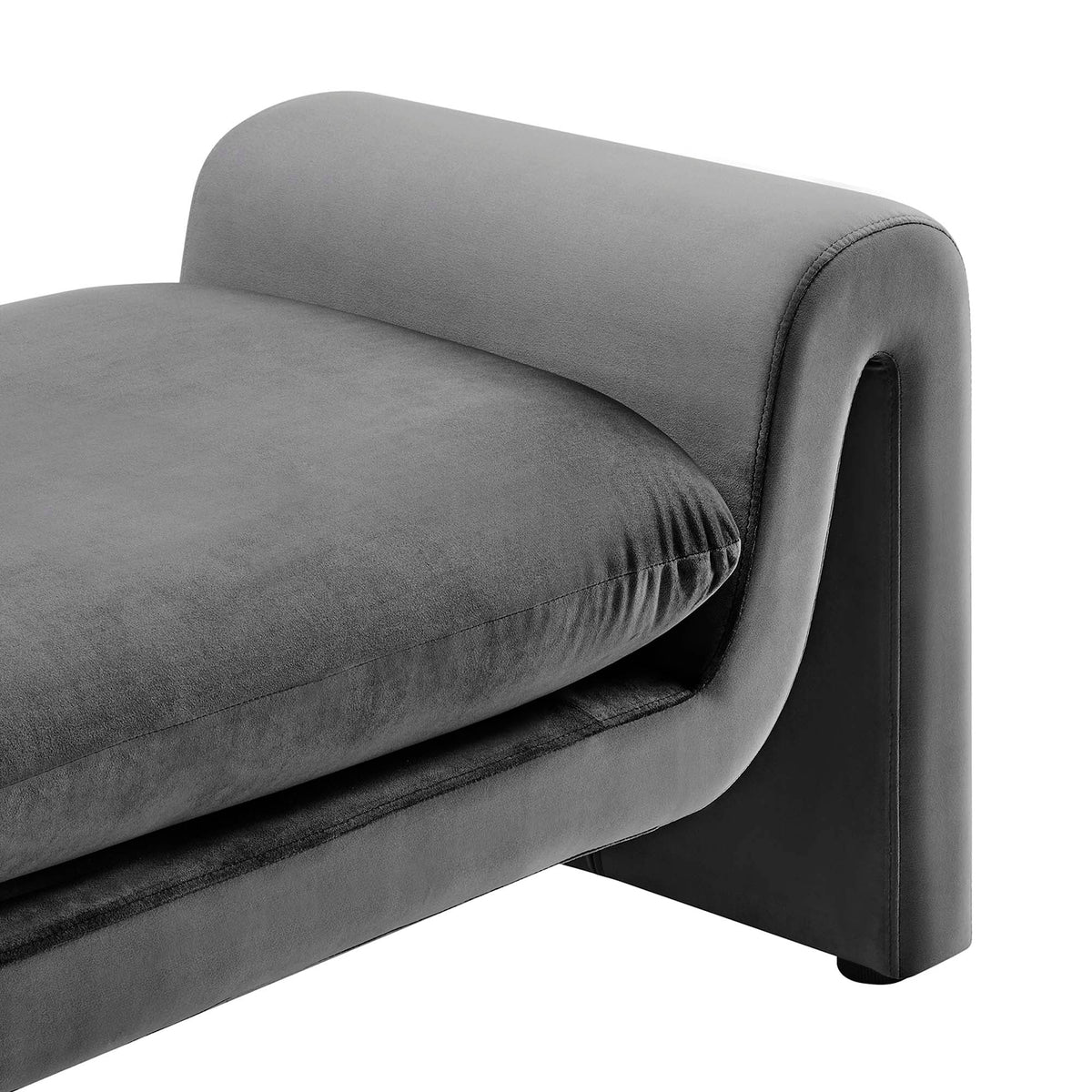 Modway Waverly Performance Velvet Bench, grey velvet upholstery with curved back and dark legs on Tampa Home & Garden Store