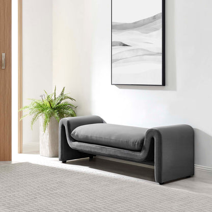 Waverly Performance Velvet Bench by Modway, black velvet, modern living room furniture on Tampa Home & Garden Store