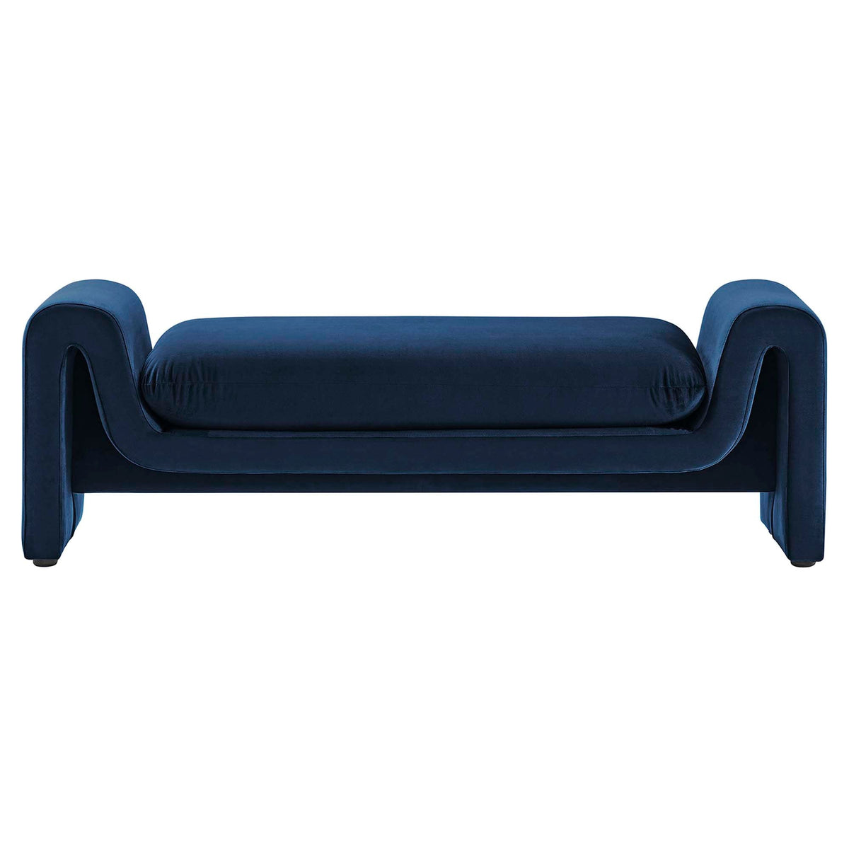 Waverly Performance Velvet Bench by Modway, navy blue velvet with curved arms on Tampa Home & Garden Store