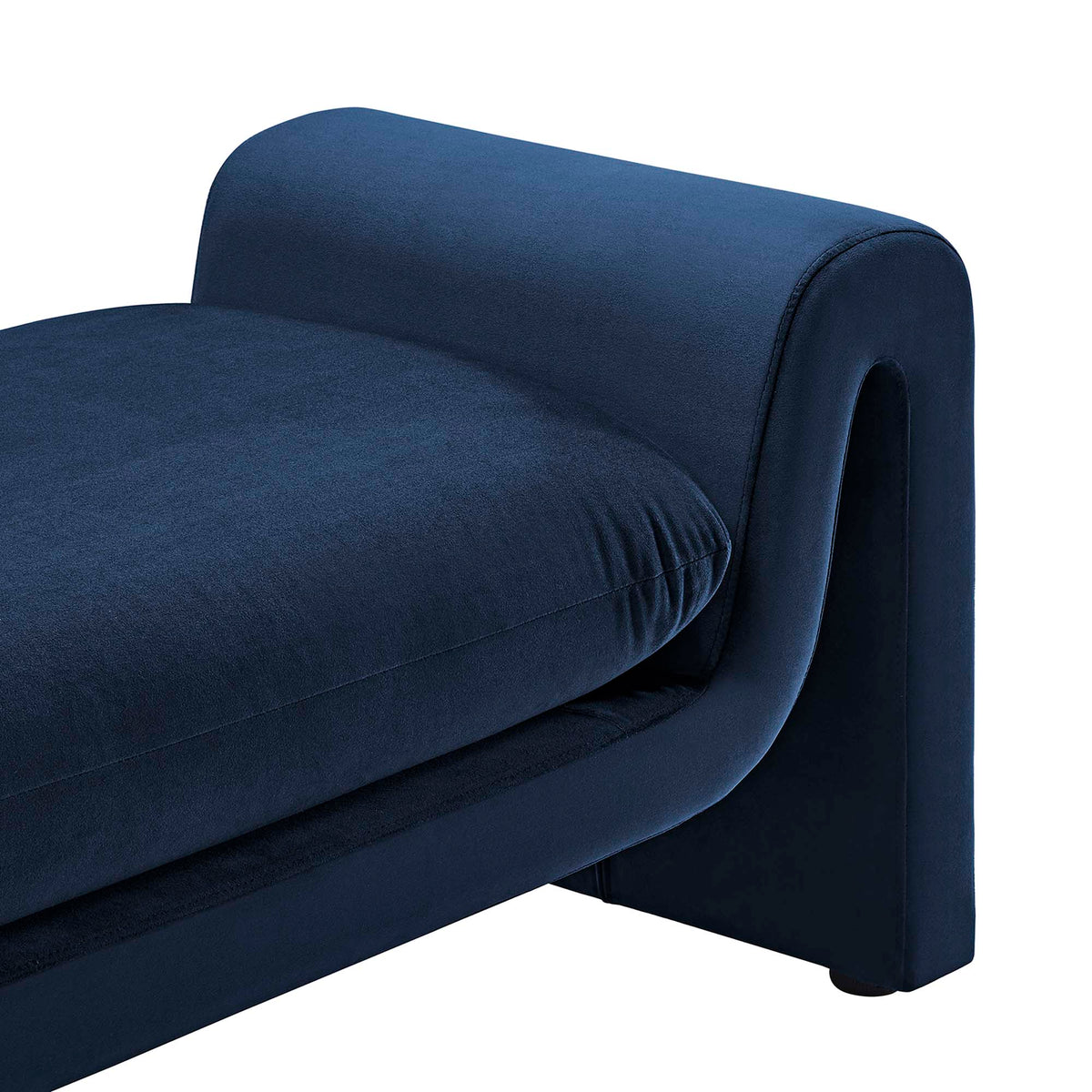 Waverly Performance Velvet Bench by Modway navy blue velvet with rounded arms living room set on Tampa Home & Garden Store