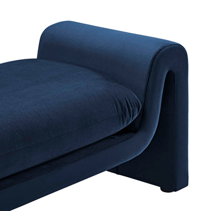 Waverly Performance Velvet Bench by Modway navy blue velvet with rounded arms living room set on Tampa Home & Garden Store
