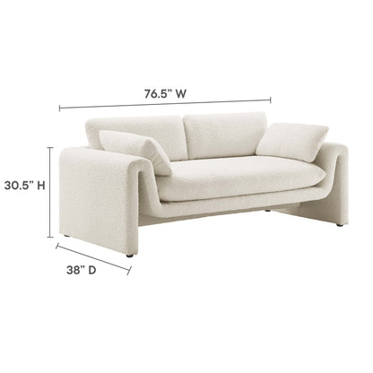 Modway Waverly Wavy Boucle Fabric Sofa for Home