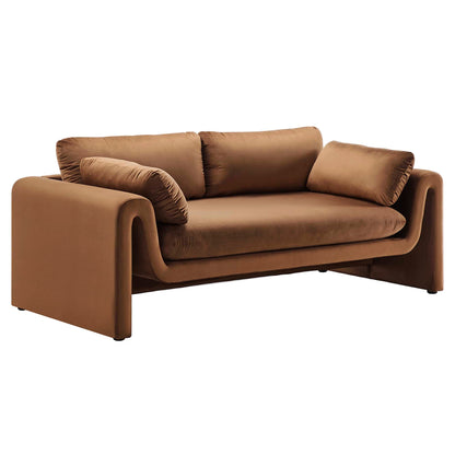 Waverly Velvet Sofa by Modway tan velvet with plush cushions on Tampa Home & Garden Store