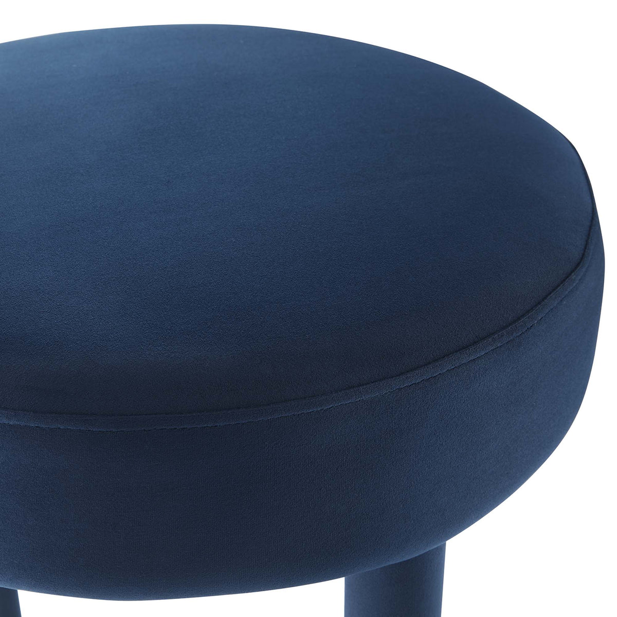 Toulouse Performance Velvet Bar Stool seat in navy blue velvet with subtle stitching on Tampa Home & Garden Store