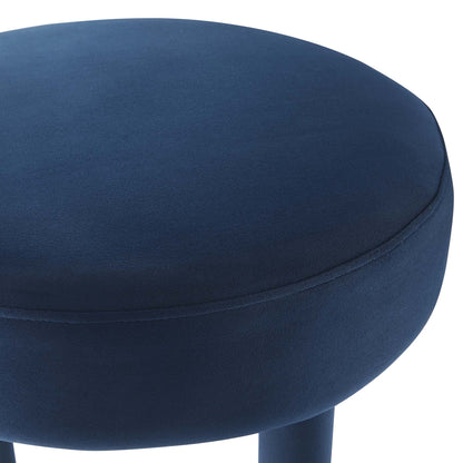 Toulouse Performance Velvet Bar Stool seat in navy blue velvet with subtle stitching on Tampa Home & Garden Store