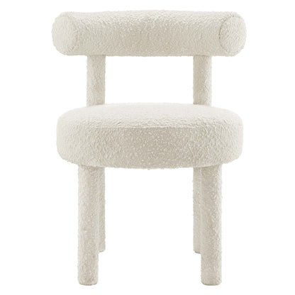 Toulouse Boucle Dining Chair by Modway, cream boucle upholstery, rounded back and thick legs on Tampa Home & Garden Store