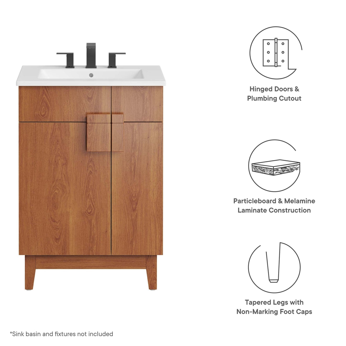 Modway Miles 24 Inch Bathroom Vanity Cabinet