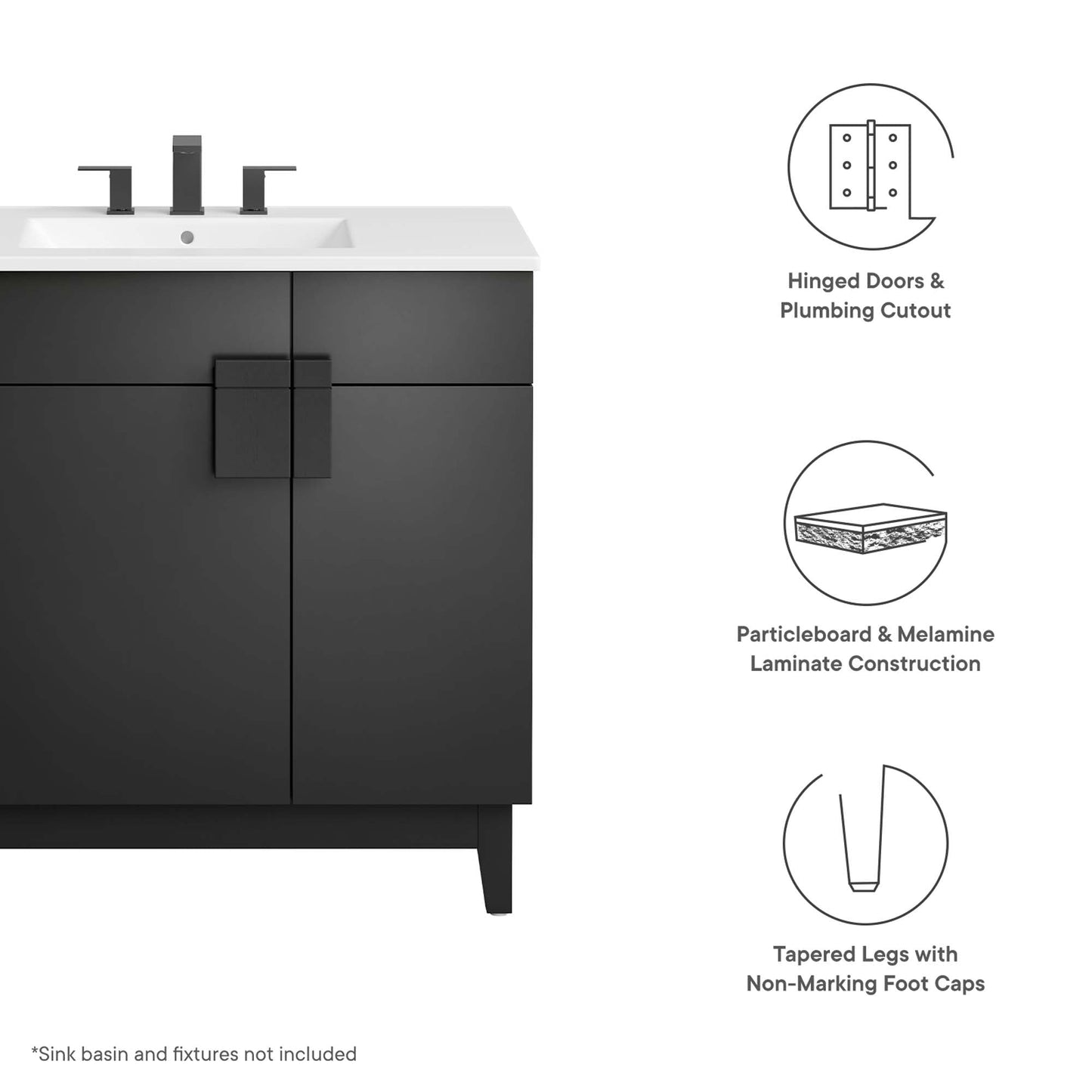 Modway Miles 36 Inch Bathroom Vanity Cabinet