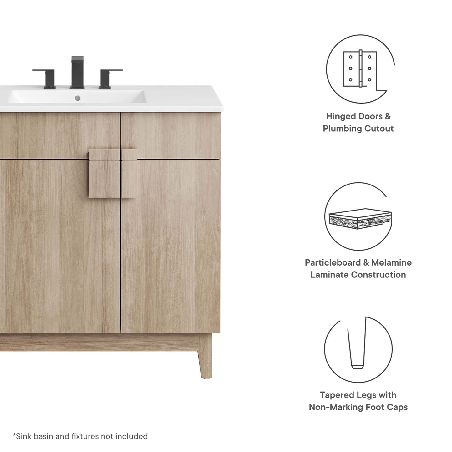 Modway Miles 36 Inch Bathroom Vanity Cabinet