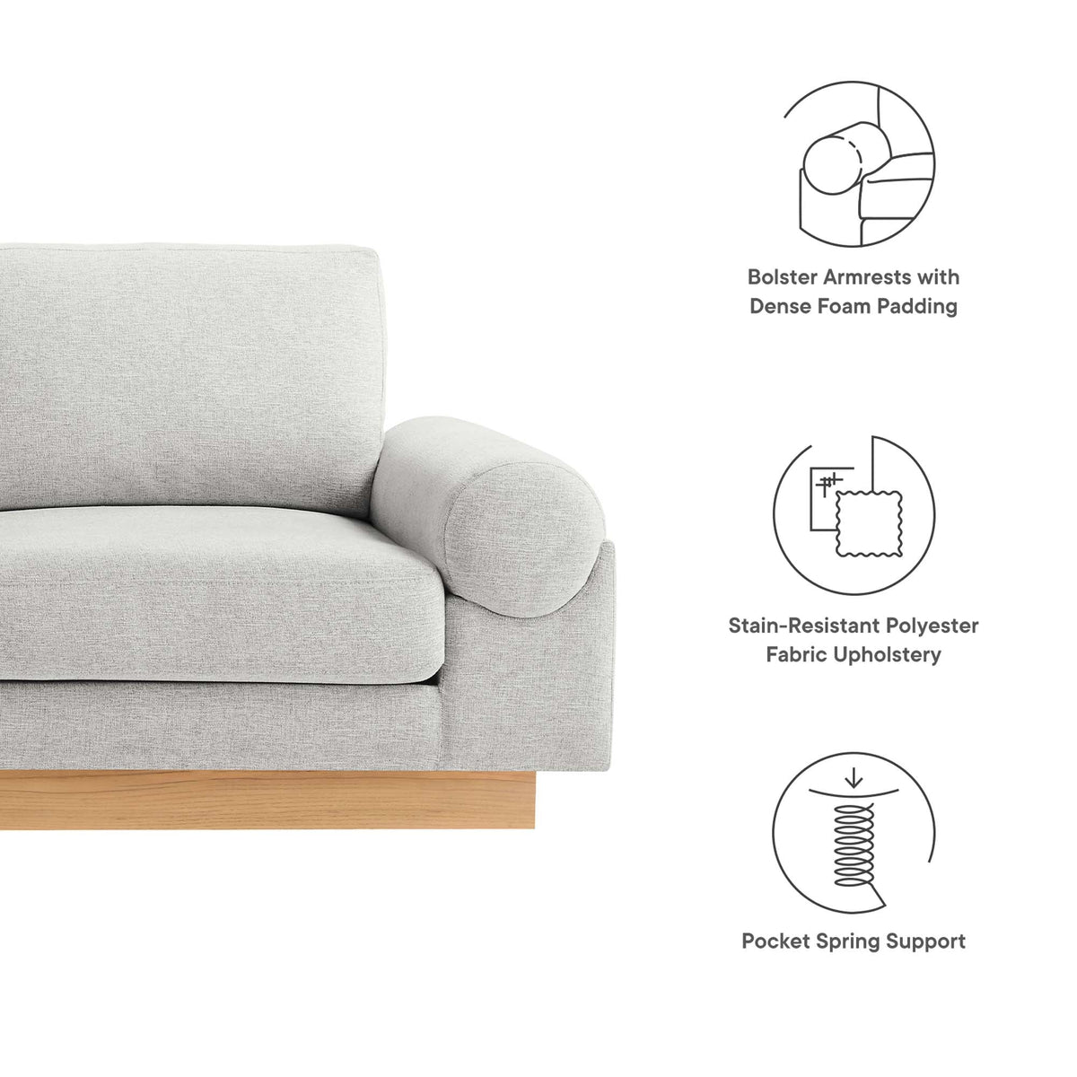 Modway Oasis Upholstered Fabric Sofa for Home