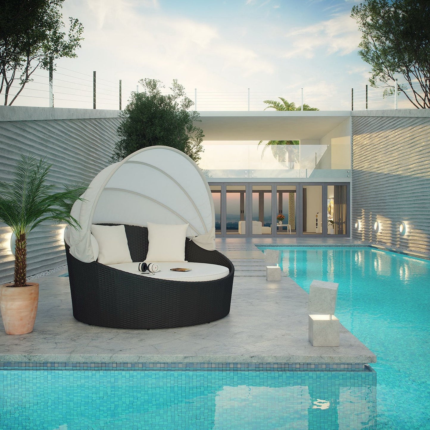 Siesta Modway Outdoor Patio Daybed and Canopy