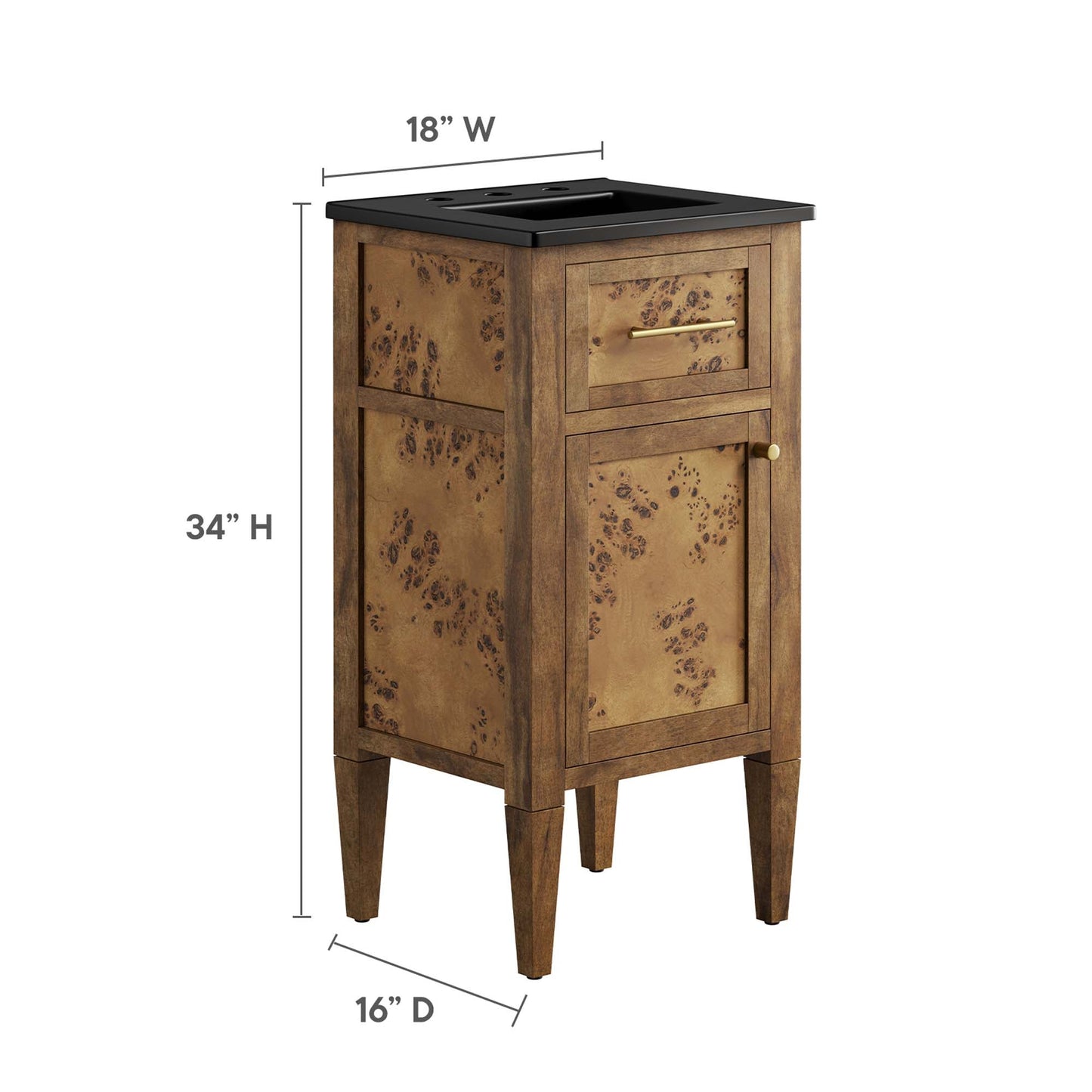 Elysian 18 Inch Wood Bathroom Vanity by Modway