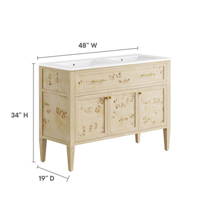 Modway Elysian 48 Inch Double Sink Wood Vanity