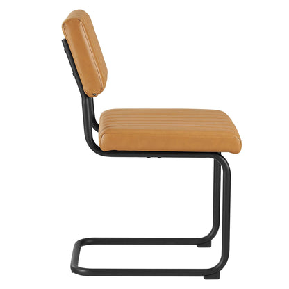 Parity vegan leather dining chairs tan set of 2 with black metal frame on Tampa Home & Garden Store