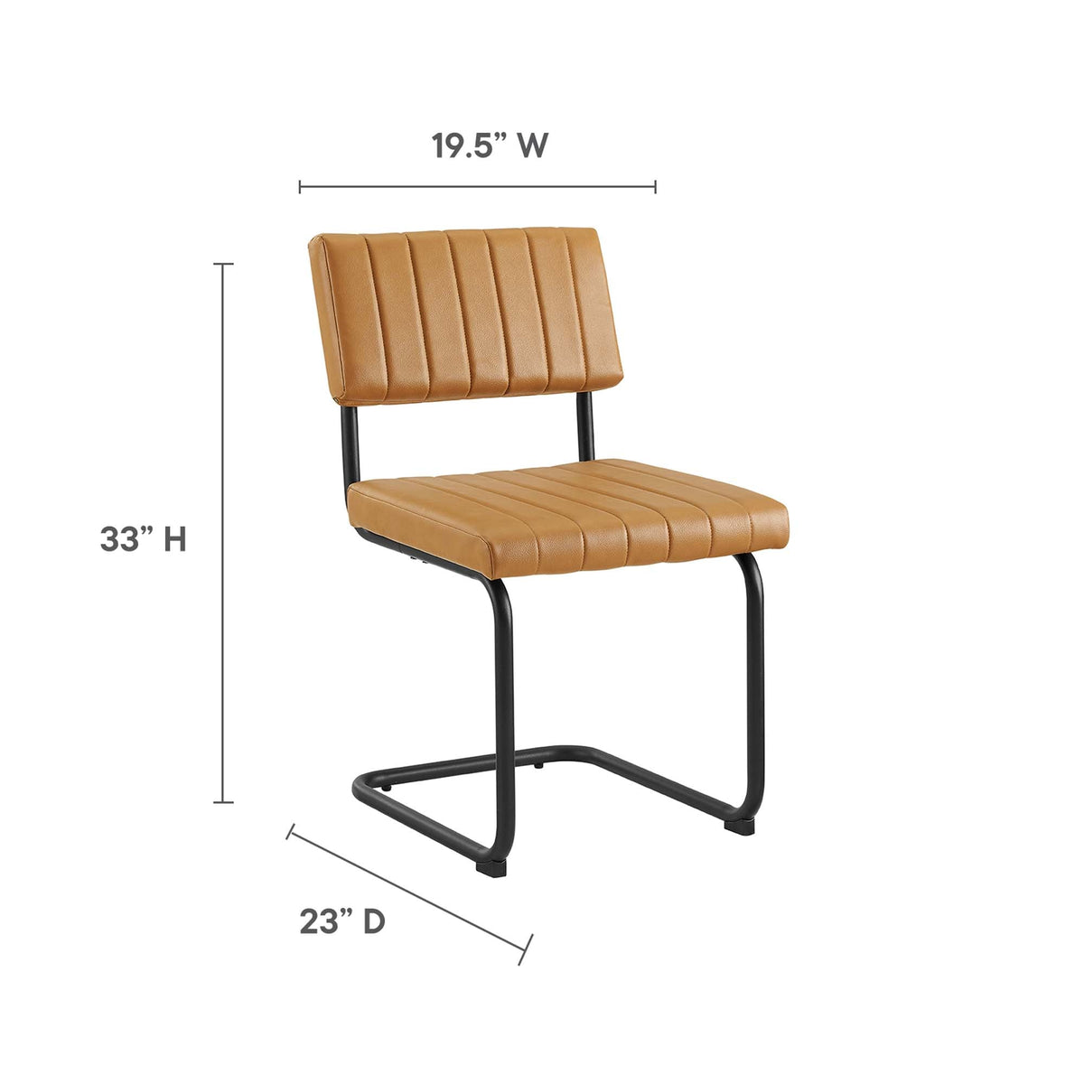 Parity vegan leather dining side chairs, set of 2, tan with black cantilever legs by Modway on Tampa Home & Garden Store