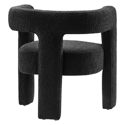 Kayla Boucle Upholstered Armchair by Modway, black boucle fabric accent chair with curved arms on Tampa Home & Garden Store