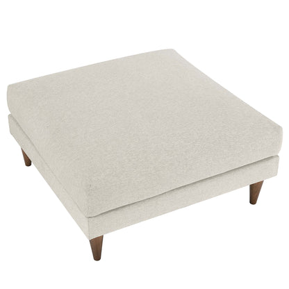 Zoya by Modway down filled overstuffed ottoman in beige linen with wooden tapered legs on Tampa Home & Garden Store