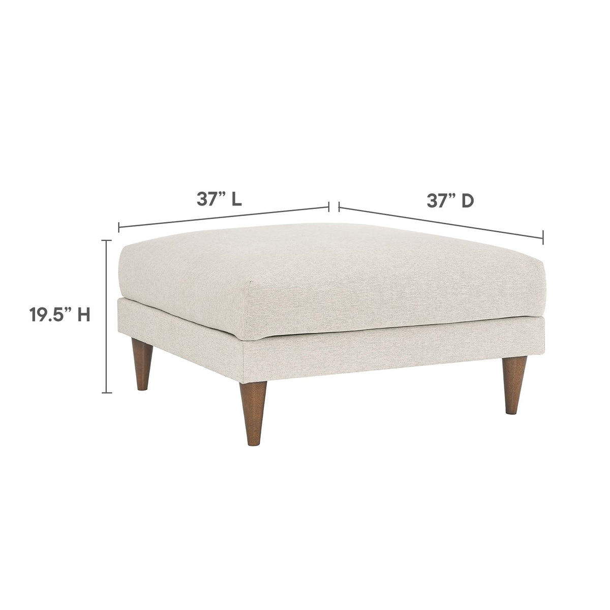 Zoya down filled ottoman beige fabric with tapered wooden legs by Modway on Tampa Home & Garden Store