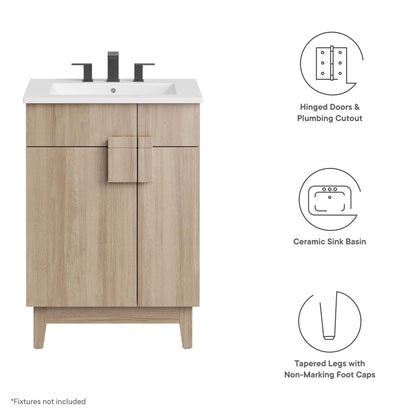 Miles 24in bathroom vanity by Modway with wood cabinet and ceramic sink, chrome faucet on Tampa Home & Garden Store
