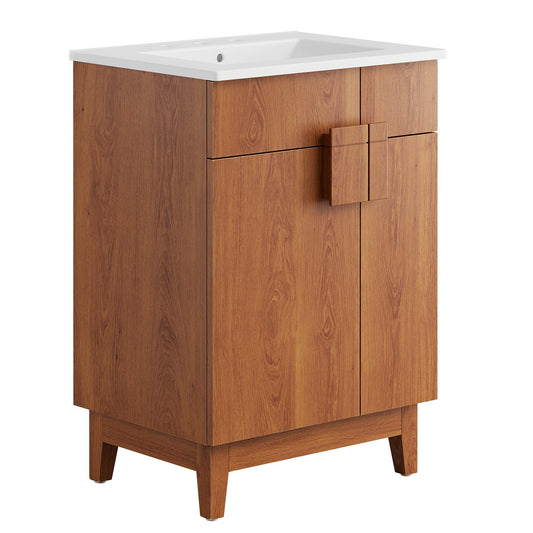 Miles 24in bathroom vanity by Modway with white countertop and wood cabinet on Tampa Home & Garden Store