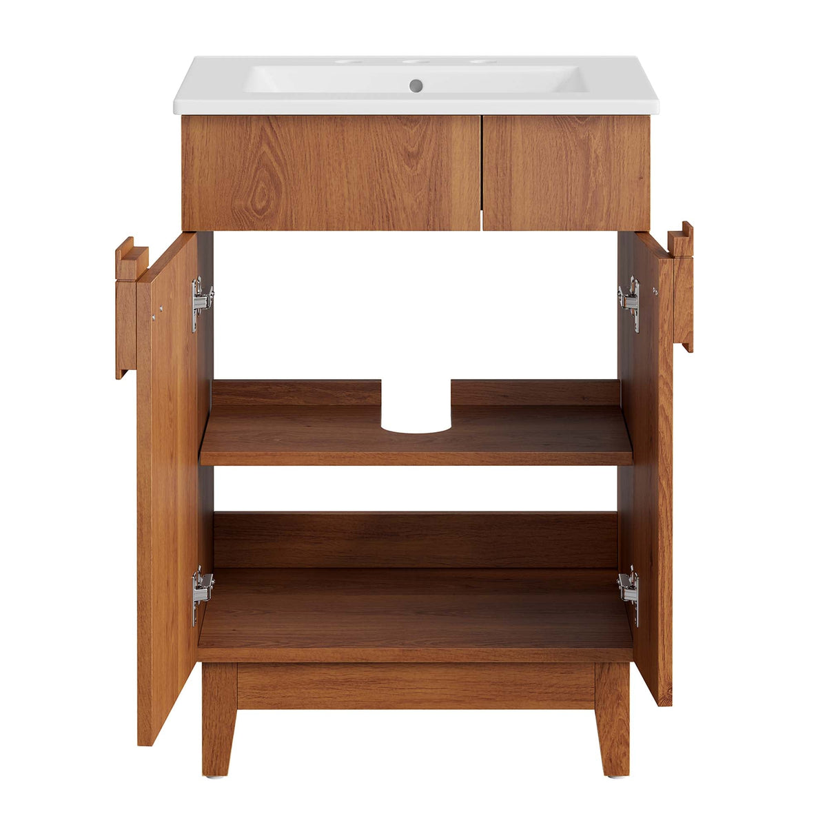 Miles 24-inch bathroom vanity with white sink top and natural oak wood cabinet by HouseOfZazla on Tampa Home & Garden Store