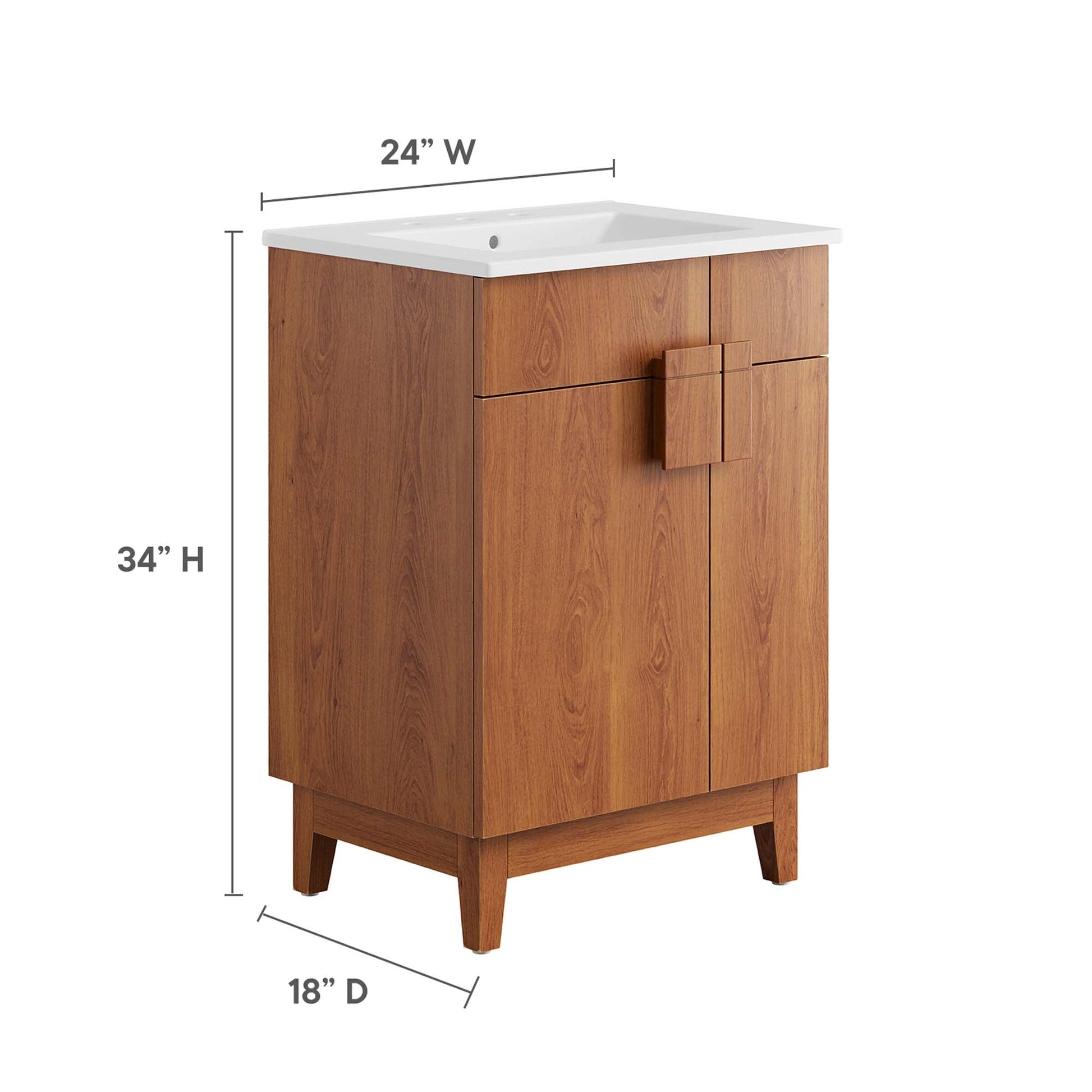 Miles 24" Bathroom Vanity by Modway, wood cabinet with white top, 24W x 34H x 18D, HouseOfZazla on Tampa Home & Garden Store