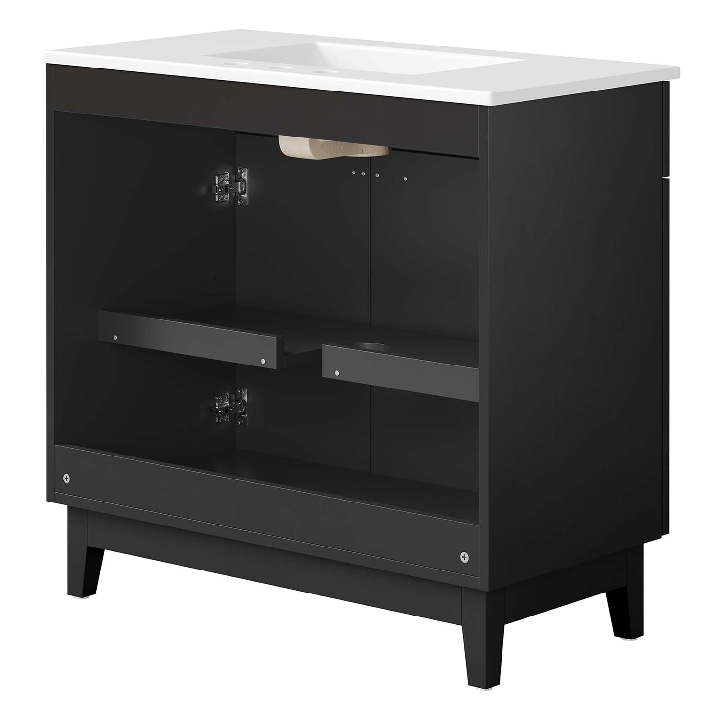 Miles 36in bathroom vanity with white countertop and black cabinet by HouseOfZazla on Tampa Home & Garden Store