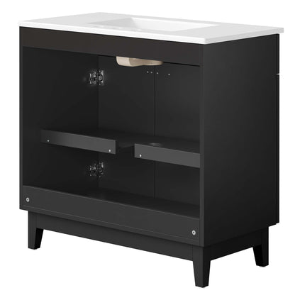 Miles 36in bathroom vanity with white countertop and black cabinet by HouseOfZazla on Tampa Home & Garden Store