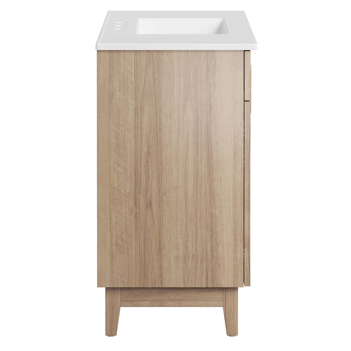 Miles 36in bathroom vanity by Modway; white top with integrated sink on light oak cabinet on Tampa Home & Garden Store
