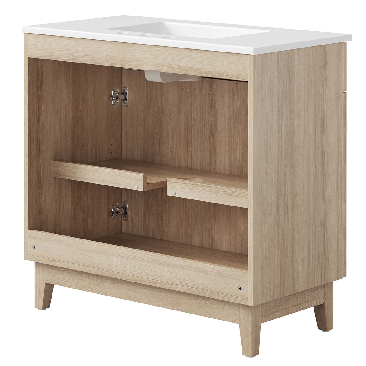 Miles 36in bathroom vanity with white countertop and light oak cabinet by HouseOfZazla on Tampa Home & Garden Store