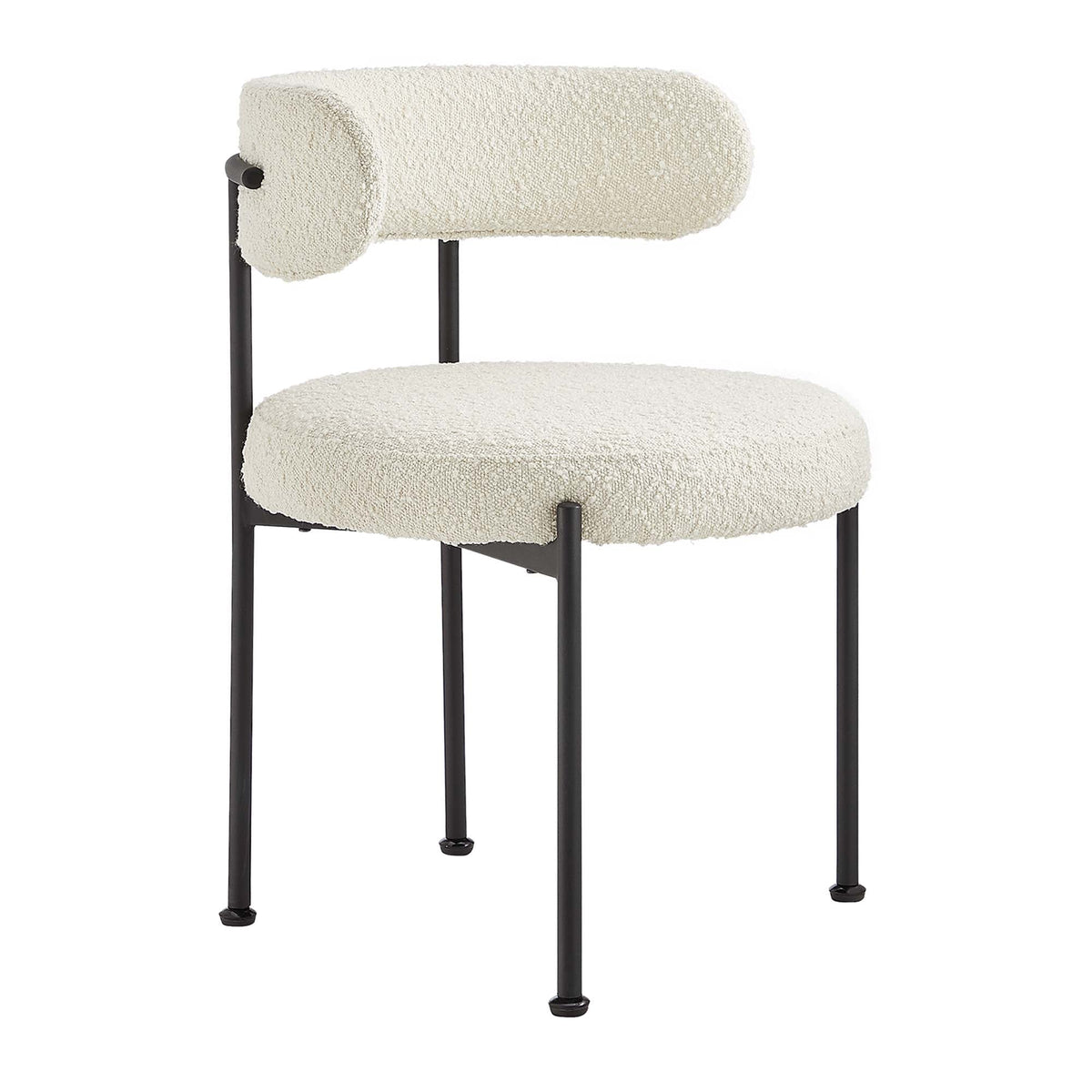 Albie Boucle Dining Chairs set of 2 by Modway cream boucle upholstery and black metal legs on Tampa Home & Garden Store