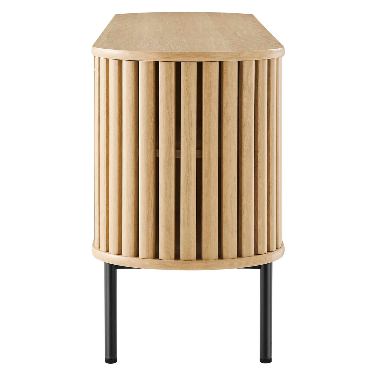 Fortitude 71in TV Stand by Modway, circular oak wood slat drum design, living room on Tampa Home & Garden Store