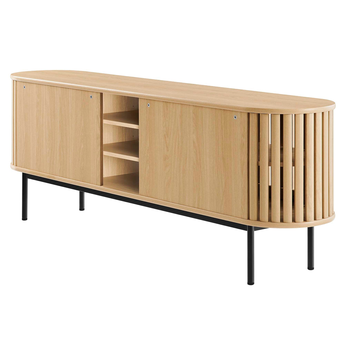 Fortitude 71in TV stand by Modway in light oak finish with open shelves on Tampa Home & Garden Store