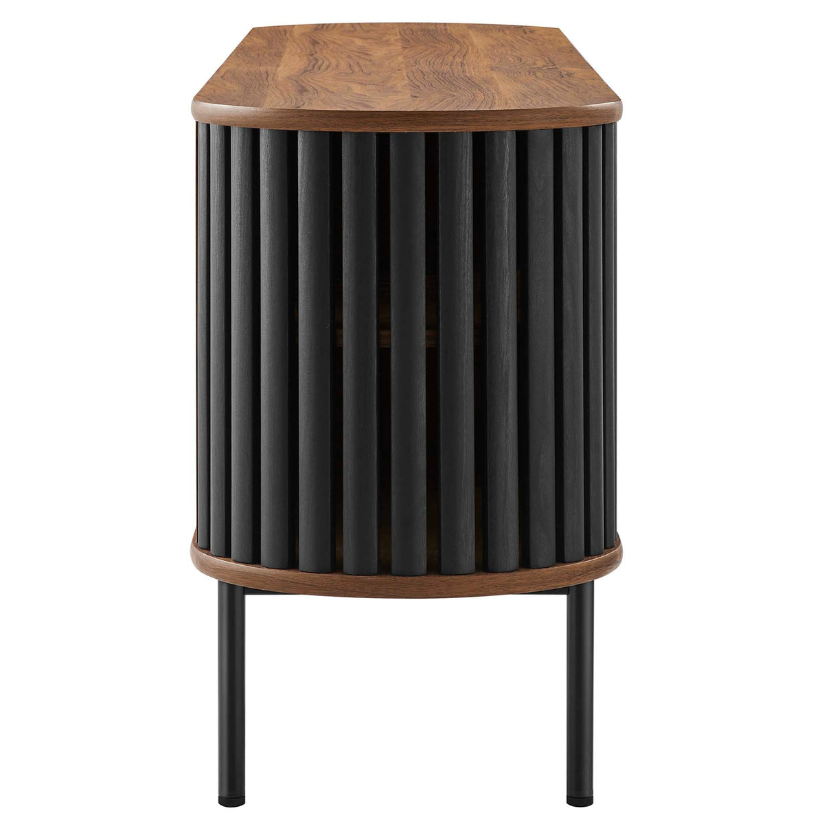 Fortitude 71in TV Stand by Modway with warm wood top and black ribbed cylindrical base on Tampa Home & Garden Store